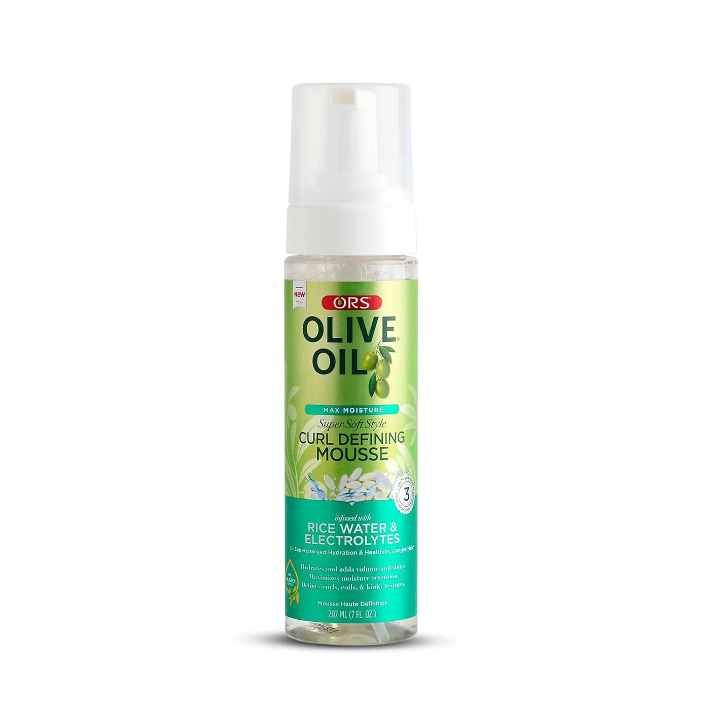 ORS Olive Oil Max Moisture Super Soft Style Curl Defining Mousse Infused with Rice Water & Electrolytes